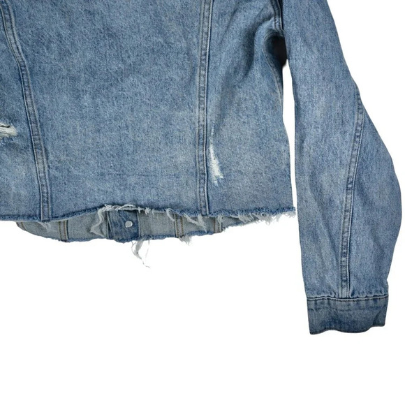 Blank NYC || Denim Jean Jacket Cropped Hem Classic Trucker Size Large - Picture 4 of 14